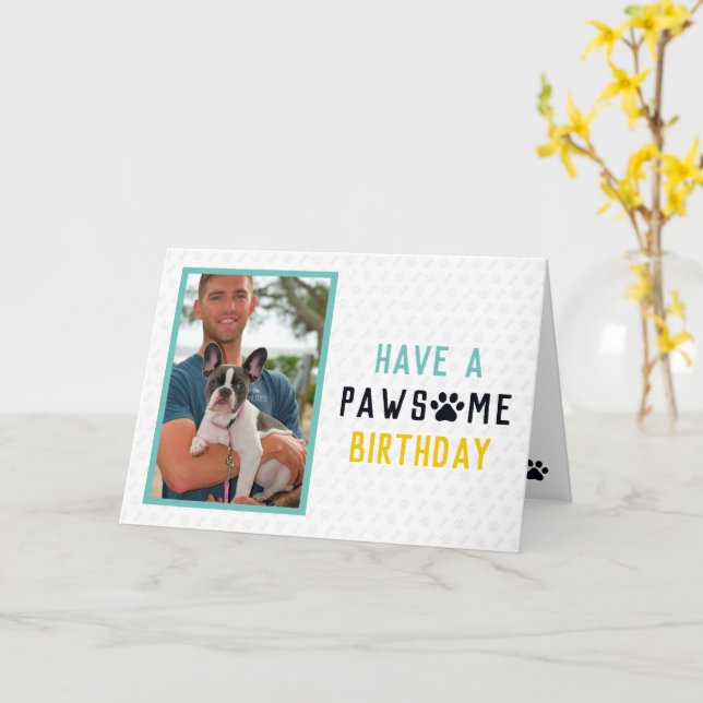 Bulldog Pawsome Birthday Karte (Gelbe Blume)
