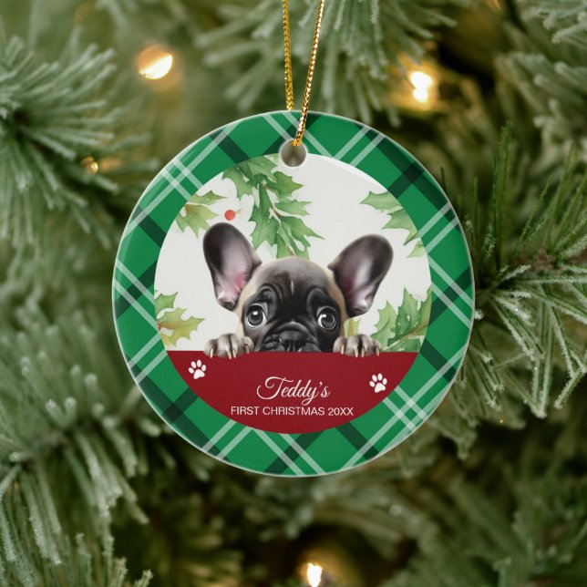 Bulldog Personalisiert Keramik Ornament (Baum)