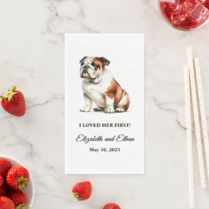 Bulldog Personalisierte Hundehochzeit Serviette