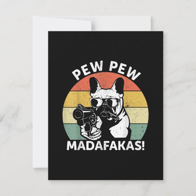 Bulldog Pew Madafakas Crazy Pew Dankeskarte (Vorderseite)