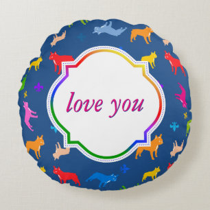 Bulldog-Pillow Rundes Kissen