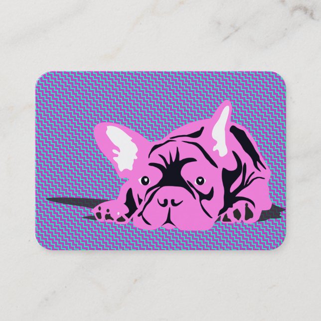 Bulldog Pink Black Visitenkarte (Vorderseite)