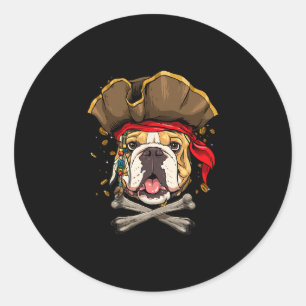 Bulldog Pirate Piratenflagge Crossbones Dog Lover Runder Aufkleber