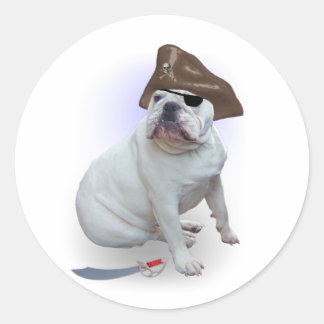 Bulldog Pirate Runder Aufkleber