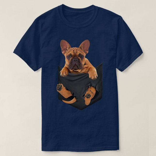 Bulldog Pocket Niedlich Bulldog Welpe in Pocket T-Shirt (Design vorne)