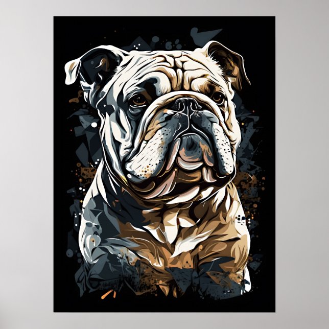 Bulldog Portrait abstrakt Canvas Print Poster (Vorne)