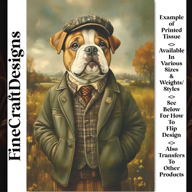 Bulldog Portrait, Landschaft CH2 Decoupage Seidenpapier (Von Creator hochgeladen)