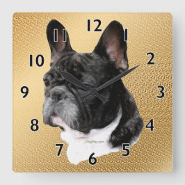 Bulldog-Portrait Quadratische Wanduhr