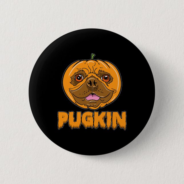 Bulldog Pumpkin Frenchie Pugkin Halloween Button (Vorderseite)
