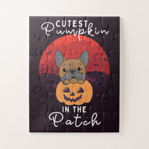 Bulldog Pumpkin Hunde Niedlicher Kürbis in den Pat Puzzle
