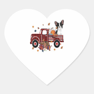 Bulldog Pumpkin Truck Erntedank Halloween Herz-Aufkleber