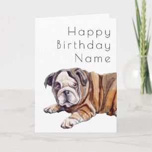 Bulldog Puppy Deko Birthday Karte