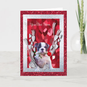 Bulldog Puppy passt es an Valentine Version 3 an Feiertagskarte