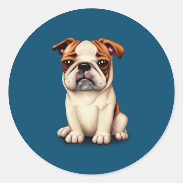 Bulldog Puppy Runder Aufkleber (Vorderseite)