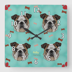 Bulldog Quadratische Wanduhr