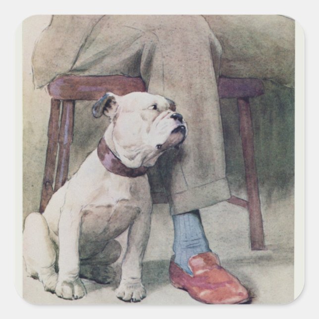 Bulldog Quadratischer Aufkleber (Vorderseite)