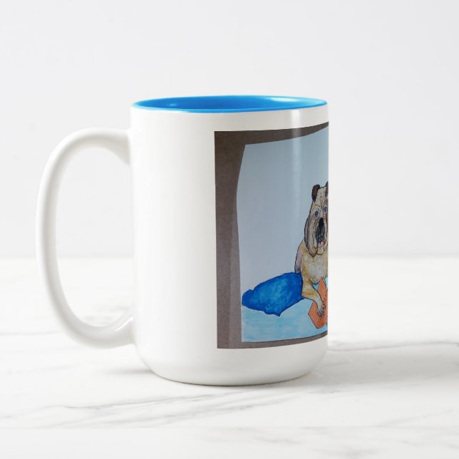 Bulldog Reading Mug Zweifarbige Tasse (Links)