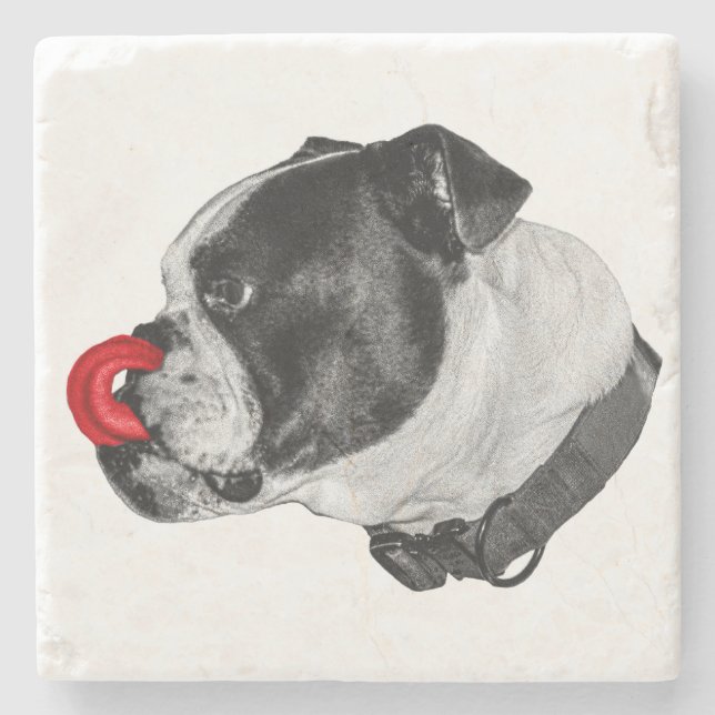 Bulldog Red Accent Coaster Steinuntersetzer (Vorderseite)