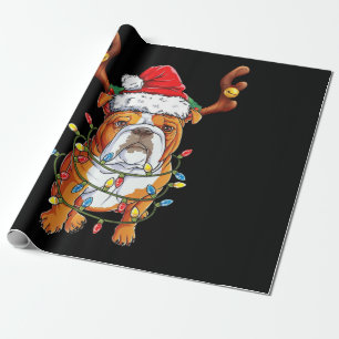 Bulldog Reindeer Funny Christmas Geschenkpapier