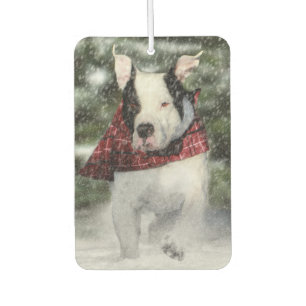 Bulldog Rescue Pup Dashing durch den Schnee Autolufterfrischer