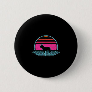 Bulldog Retro Vintag 80er Style Dog Lover Geschenk Button