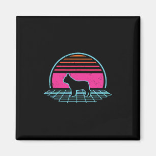 Bulldog Retro Vintage 80er Jahre Stil Hunde Liebha Magnet