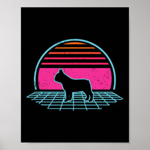 Bulldog Retro Vintage 80er Jahre Stil Hunde Liebha Poster
