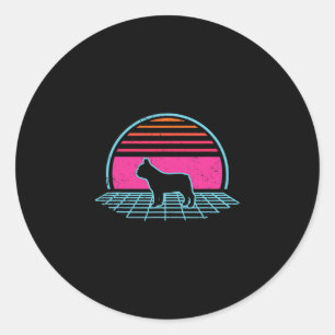 Bulldog Retro Vintage 80er Stil Hunde Liebhaber Ge Runder Aufkleber