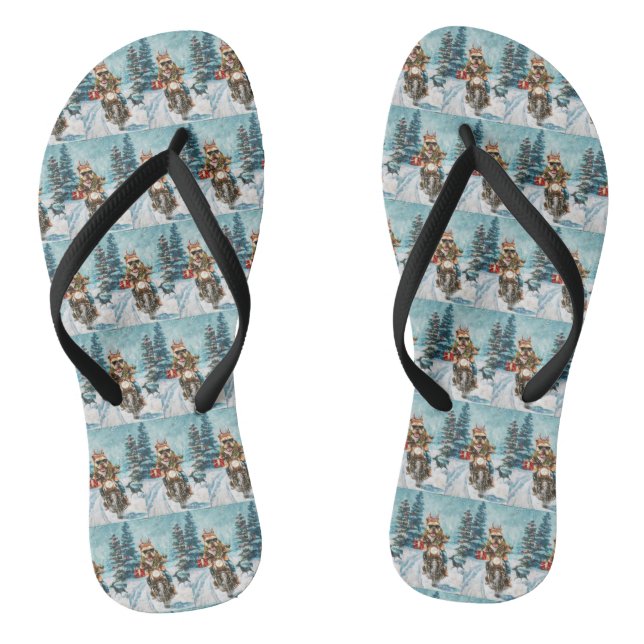 Bulldog Riding Motorrad Weihnachten Flip Flops (Fußbett)