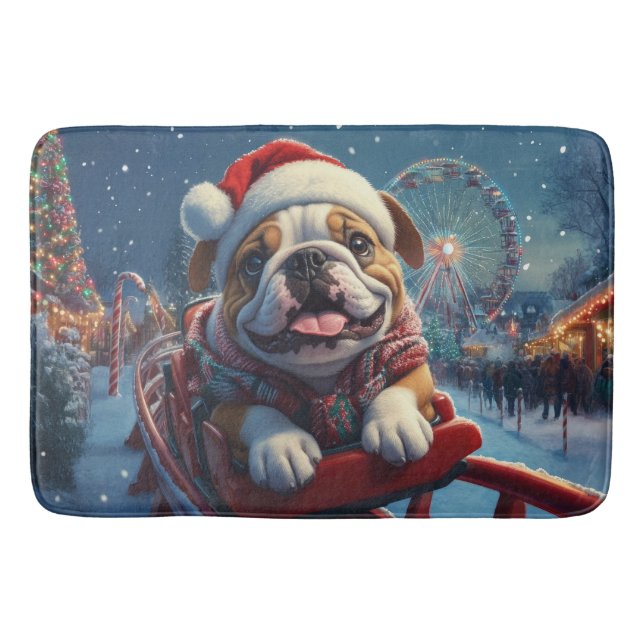Bulldog Roller Untersetzer Weihnachten Badematte (Vorderseite)