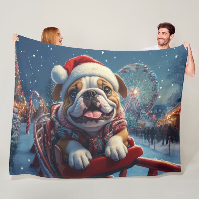 Bulldog Roller Untersetzer Weihnachten Fleecedecke (Beispiel)