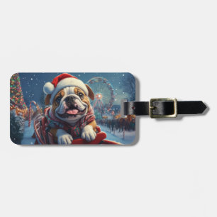 Bulldog Roller Untersetzer Weihnachten Gepäckanhänger