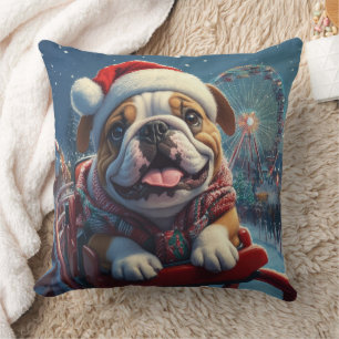 Bulldog Roller Untersetzer Weihnachten Kissen