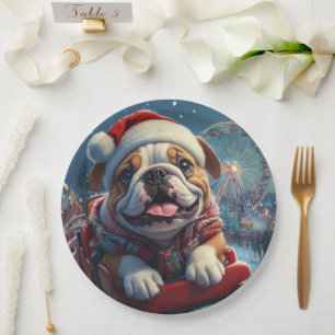 Bulldog Roller Untersetzer Weihnachten Pappteller