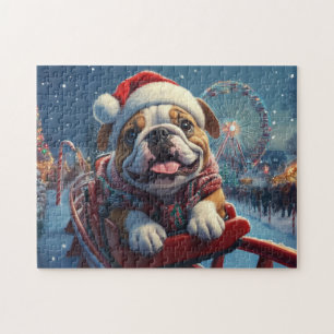Bulldog Roller Untersetzer Weihnachten Puzzle