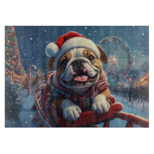 Bulldog Roller Untersetzer Weihnachten Schneidebrett