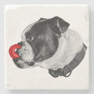 Bulldog-Rot-Akzent-Unterlage Steinuntersetzer