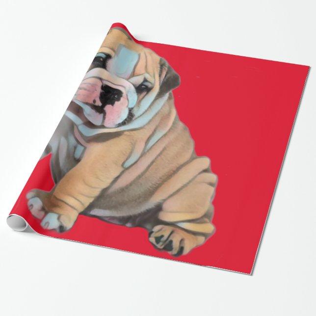 Bulldog Rot Geschenkpapier (Ungerollt)