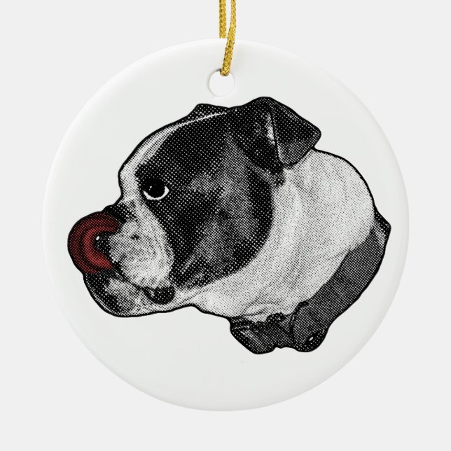 Bulldog Ruby Erinnerungsstück Keramik Ornament (Vorne)