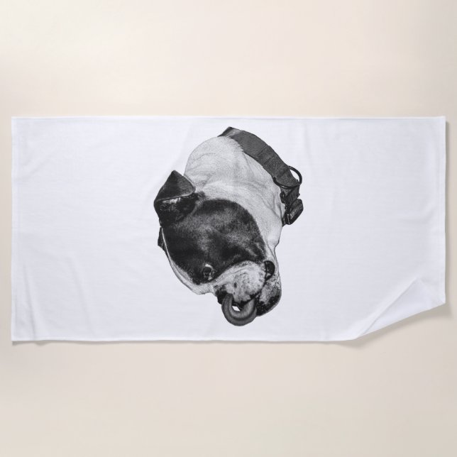 Bulldog Ruhige Strand Handtuch (Vorderseite)