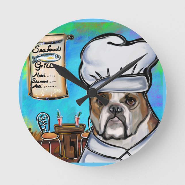Bulldog Runde Wanduhr (Vorderseite)
