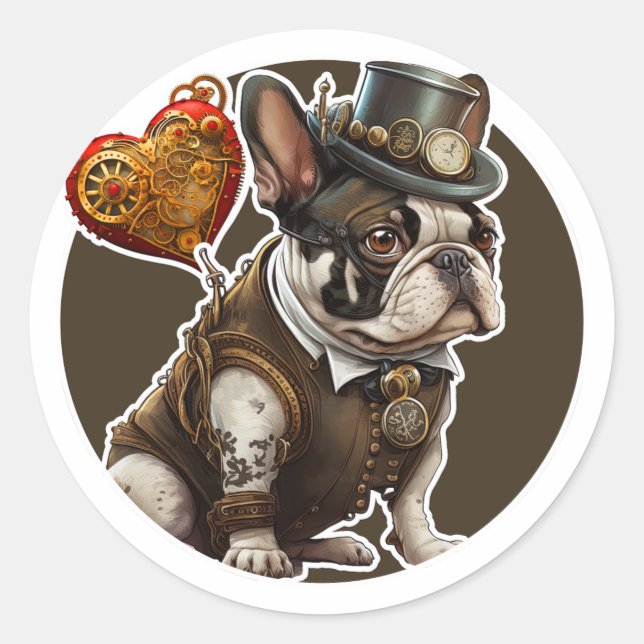 Bulldog Runder Aufkleber (Vorderseite)