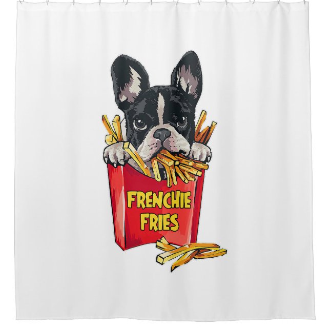 Bulldog S for Women Men - Frenchie Fries Duschvorhang (Vorderseite)