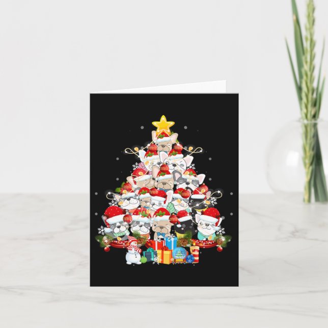 Bulldog Santa Claus Xmas Tree Lights Frohe Weihnac Karte (Vorderseite)