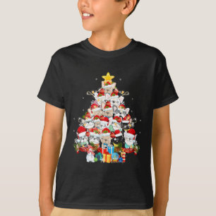 Bulldog Santa Claus Xmas Tree Lights Frohe Weihnac T-Shirt