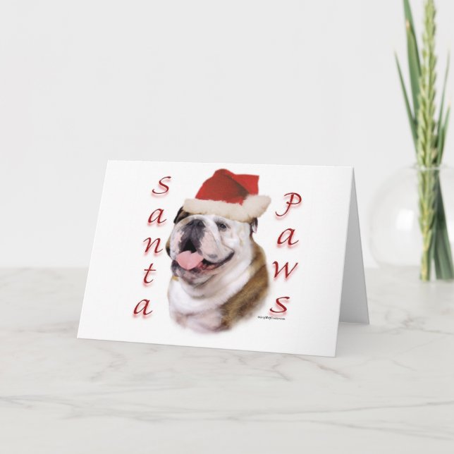 Bulldog Santa Paws Feiertagskarte (Vorderseite)