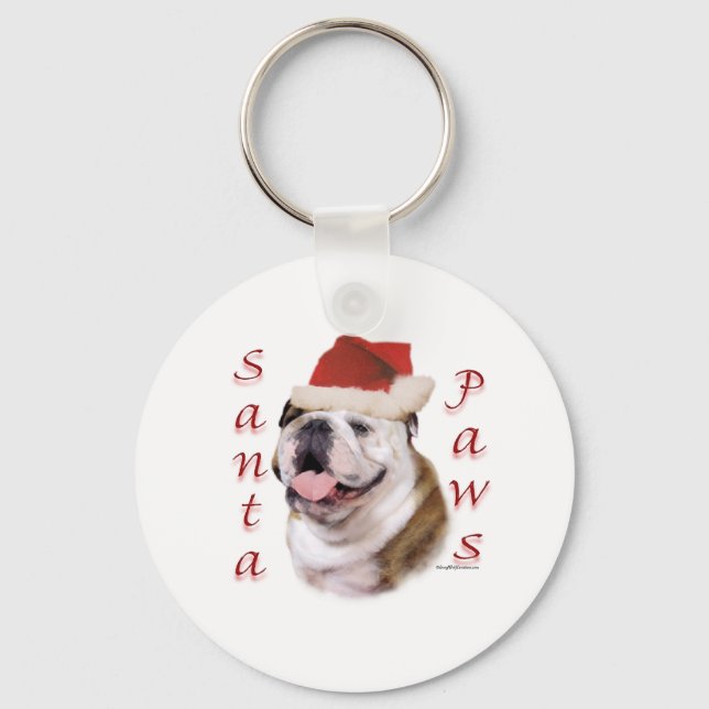 Bulldog Santa Paws Schlüsselanhänger (Vorderseite)