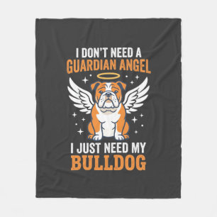 Bulldog Schutzengel Hund Fleecedecke