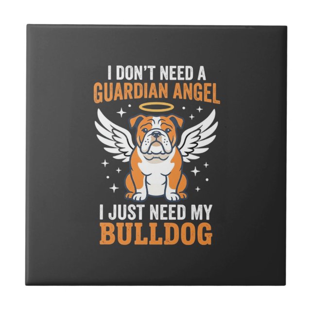 Bulldog-Schutzengel-Hund Fliese (Vorderseite)