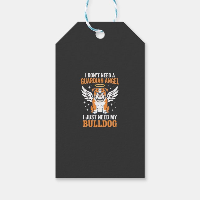 Bulldog-Schutzengel-Hund Geschenkanhänger (Vorderseite)